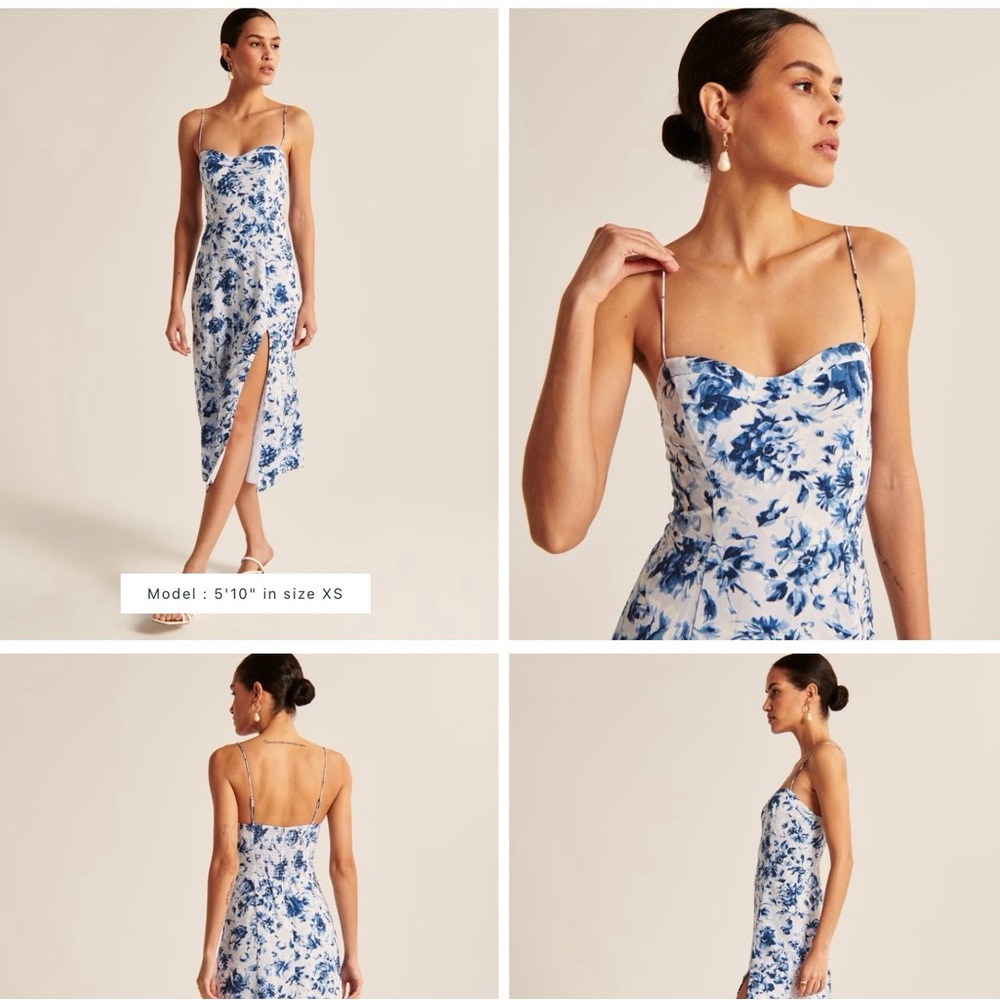 The A&F Camille Midi Dress Blue Floral